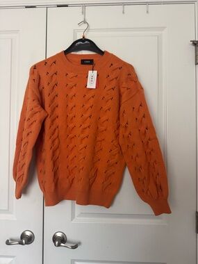 Cider Orange Cable-Knit Crewneck Sweater size small